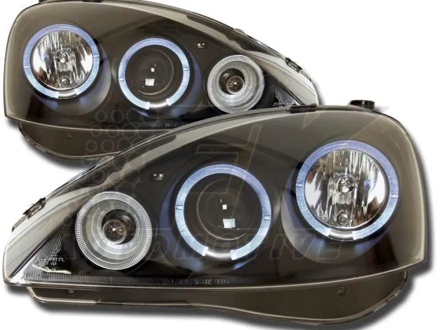 Angel Eyes Strålkastare Svart Opel Corsa (C) 2001-2006