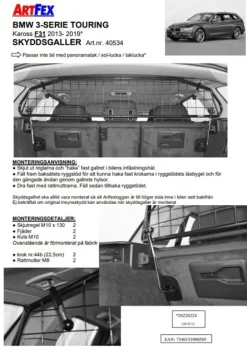 Artfex Lastgaller / Hundgaller Bmw 3-Serie F31 Touring 2013-2019