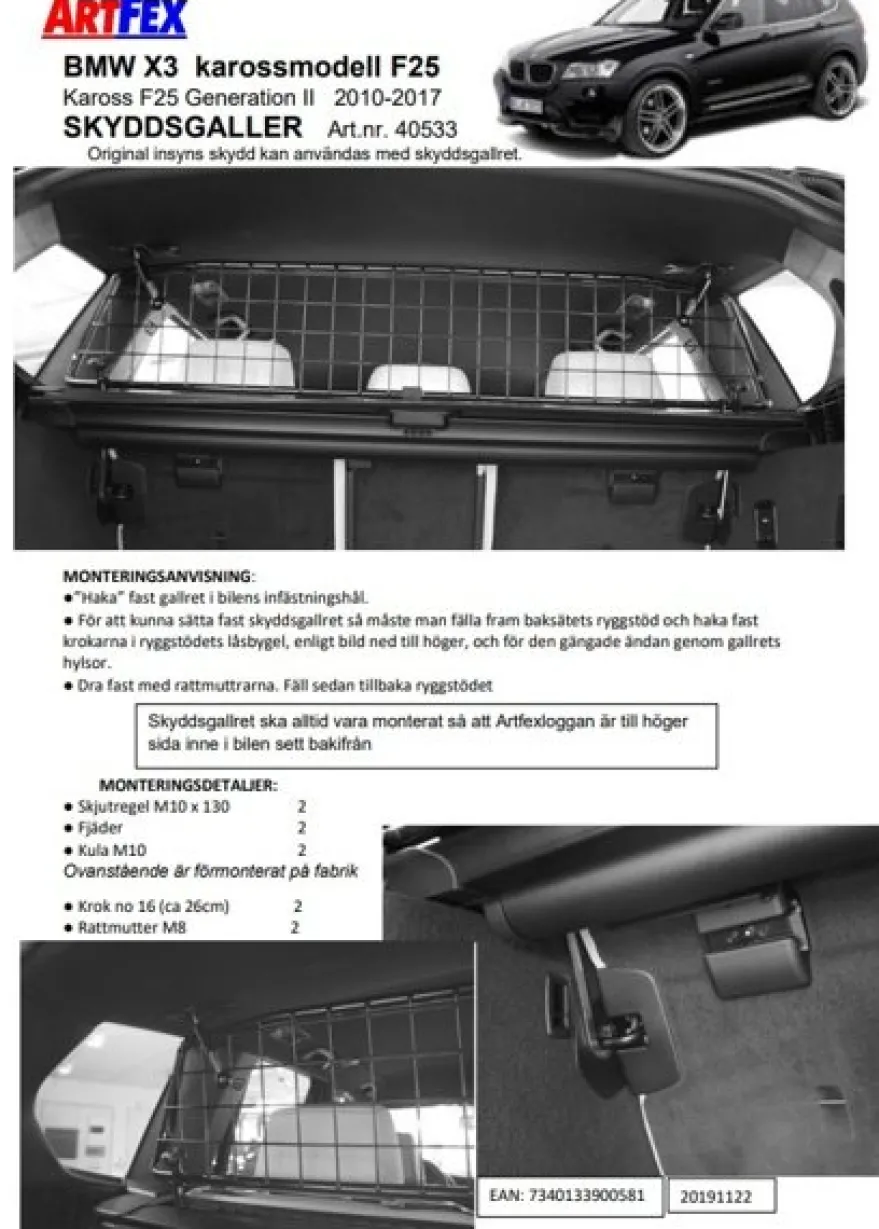 Artfex Lastgaller / Hundgaller Bmw X3 F25 2010-2017