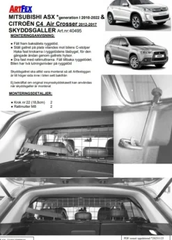 Artfex Lastgaller / Hundgaller Citroen C4 Air Cross 2012->