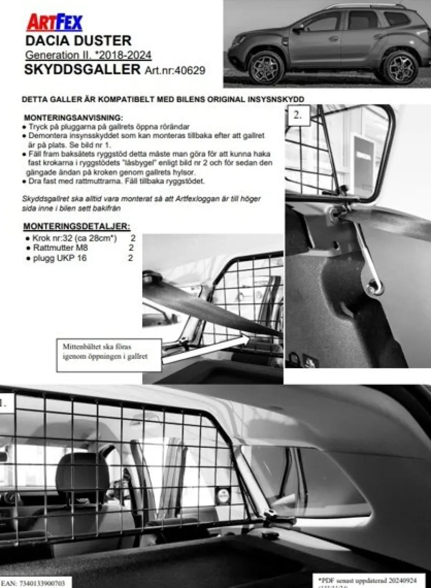 Artfex Lastgaller / Hundgaller Dacia Duster II 2018-2024