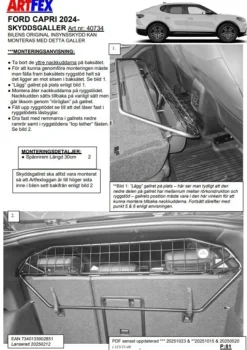 Artfex Lastgaller / Hundgaller Ford Capri 2024->