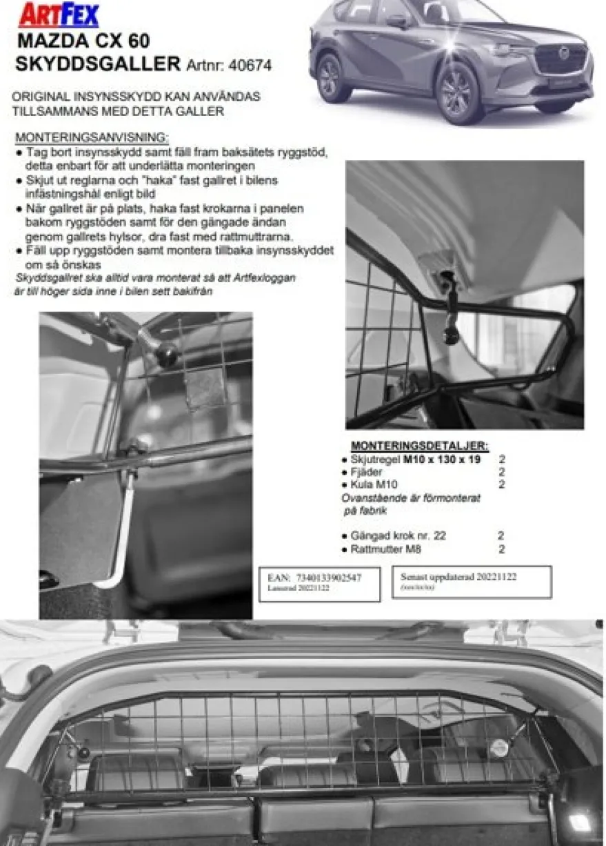 Artfex Lastgaller / Hundgaller Mazda CX-60