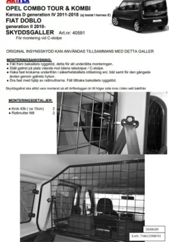 Artfex Lastgaller / Hundgaller Opel Combo IV Tour & Kombi 2011-2018