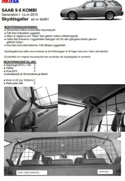 Artfex Lastgaller / Hundgaller Saab 9-5 Kombi 1997-2010