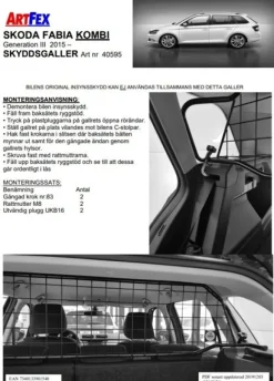 Artfex Lastgaller / Hundgaller Skoda Fabia Kombi III 2015-2021
