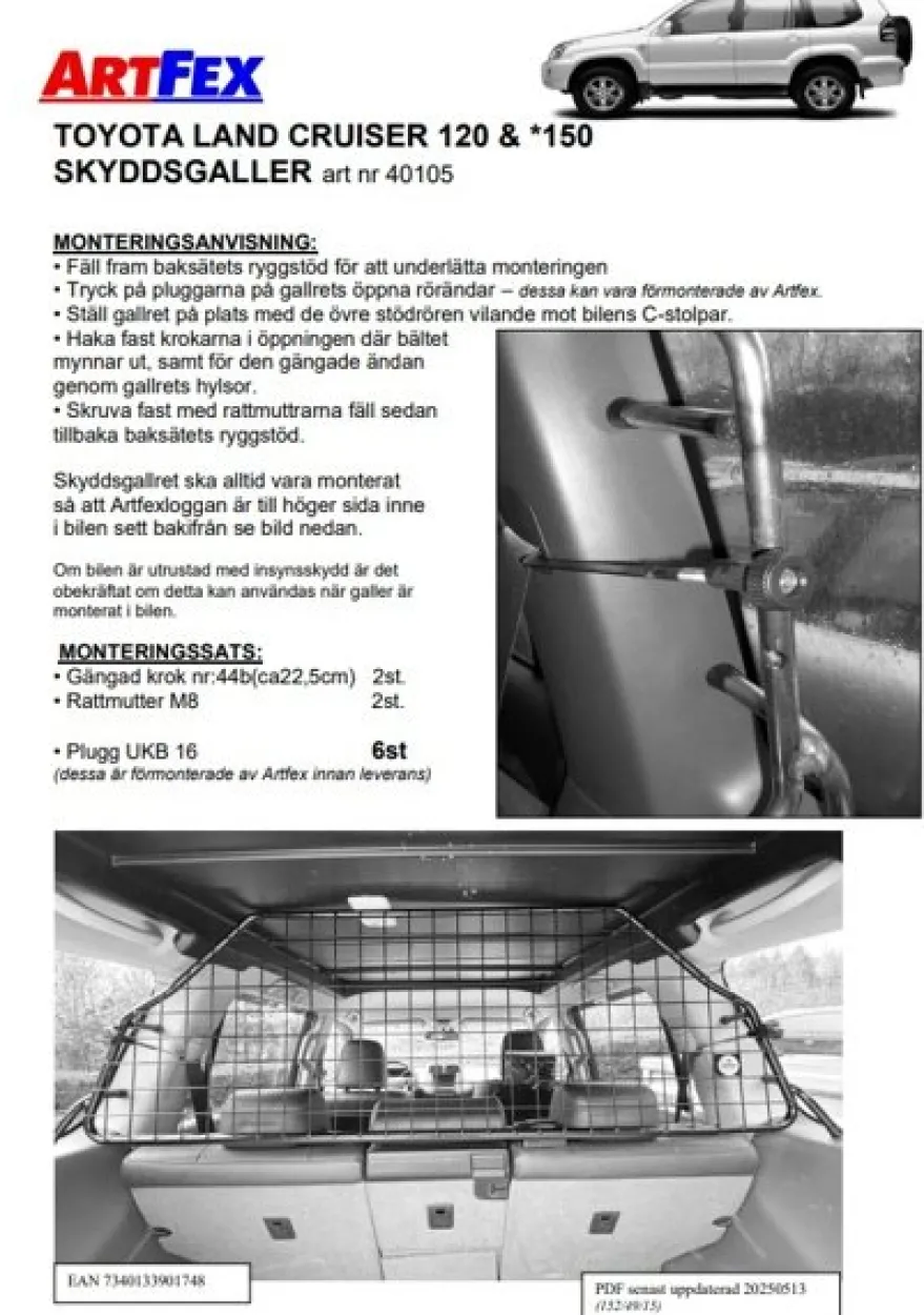 Artfex Lastgaller / Hundgaller Toyota LandCruiser 120 2003-2009