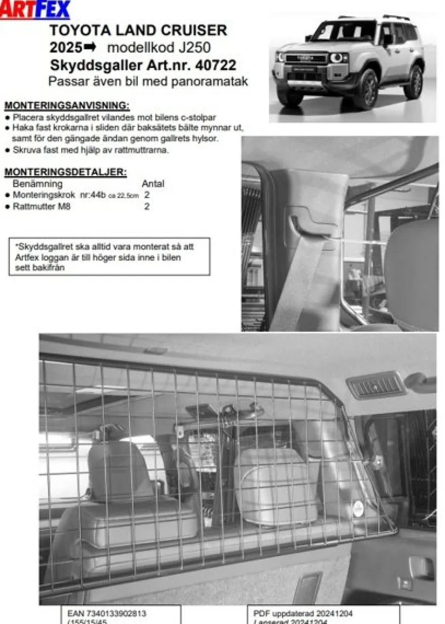 Artfex Lastgaller / Hundgaller Toyota Land Cruiser J250 2024->