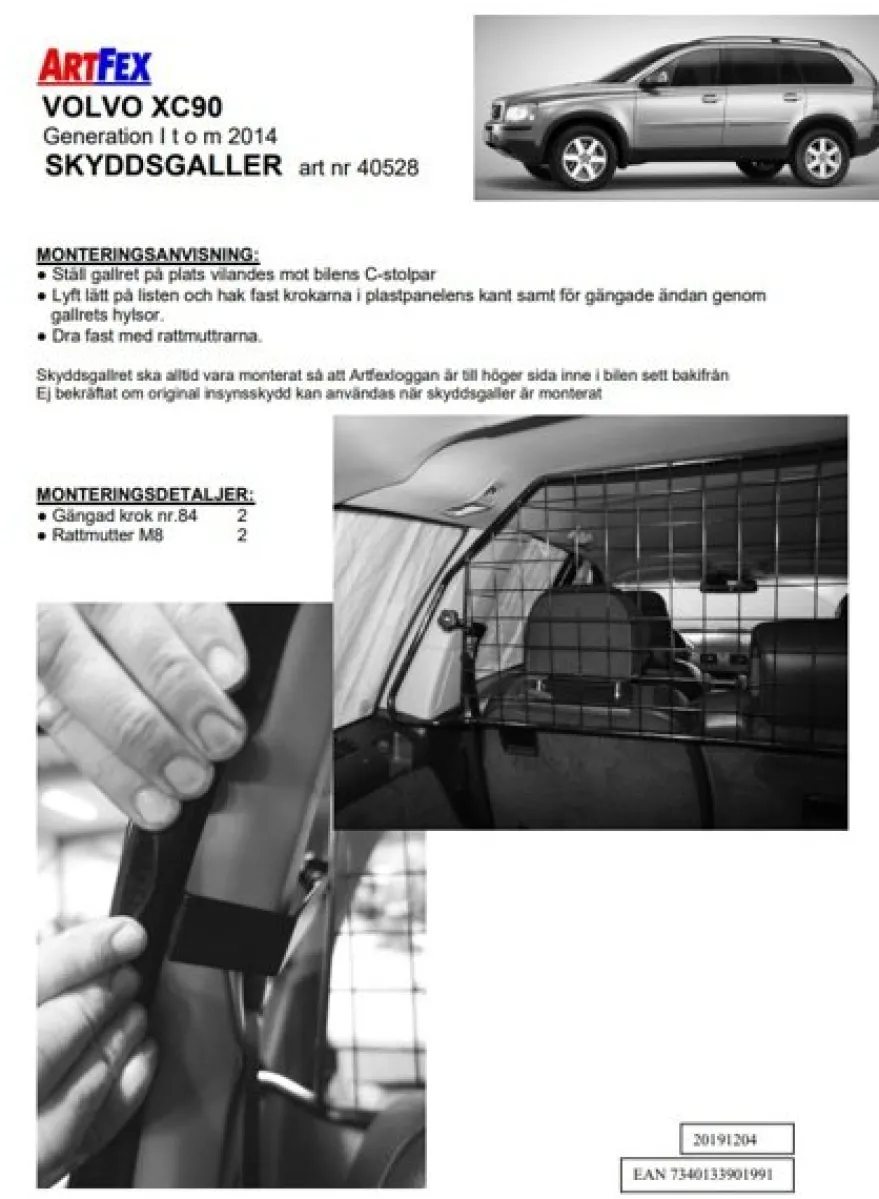 Artfex Lastgaller / Hundgaller Volvo XC90 I 2003-2014