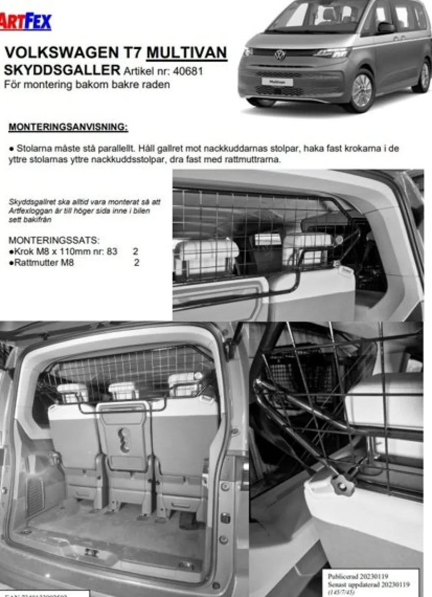 Artfex Lastgaller / Hundgaller VW T7 Multivan 2022->