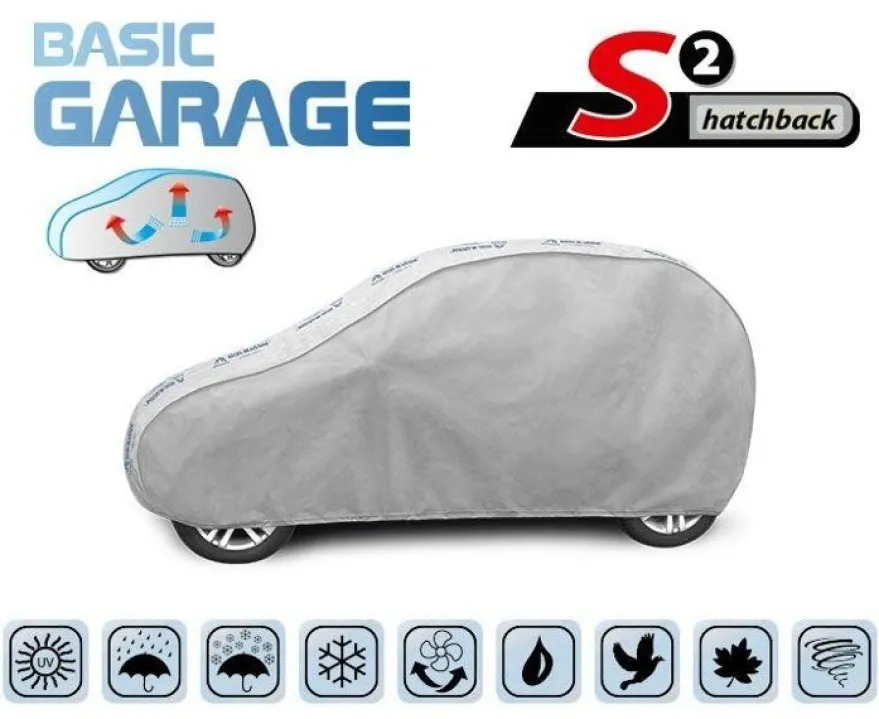 Bilöverdrag Basic Garage S2 Hatchback 320–332 cm – Ljusgrå