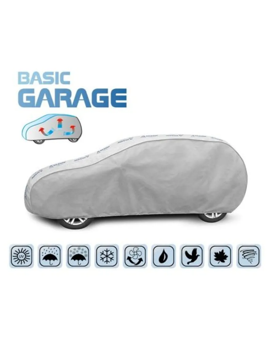 Bilöverdrag Basic Garage XL Hatchback 455–485 cm – Ljusgrå