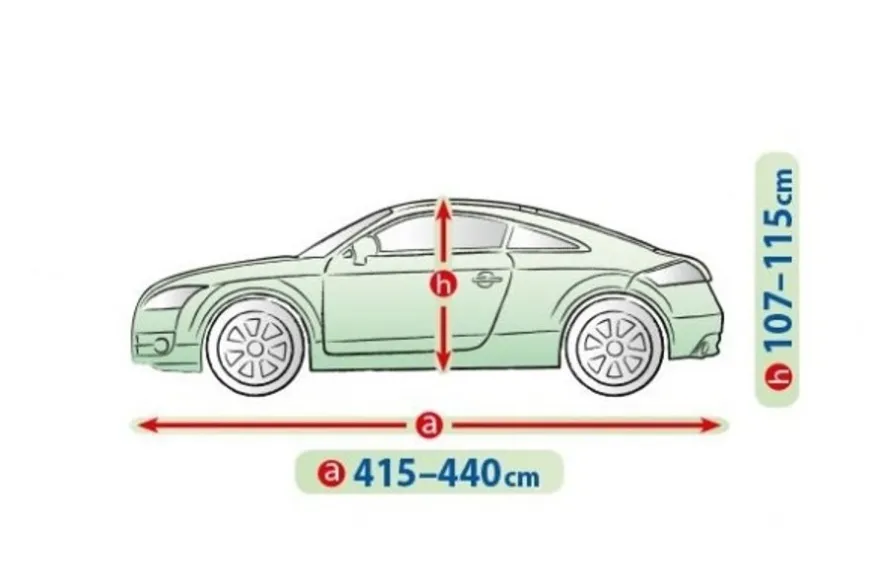 Bilöverdrag Mobile Garage L Coupe 415–440 cm – Grå