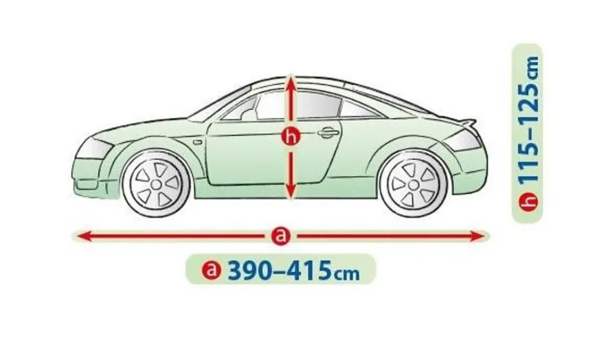 Bilöverdrag Mobile Garage M Coupe 390–415 cm – Grå