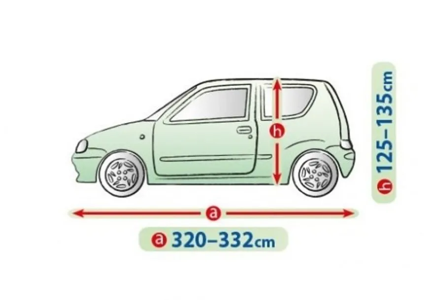 Bilöverdrag Mobile Garage S2 Hatchback 320–332 cm – Grå