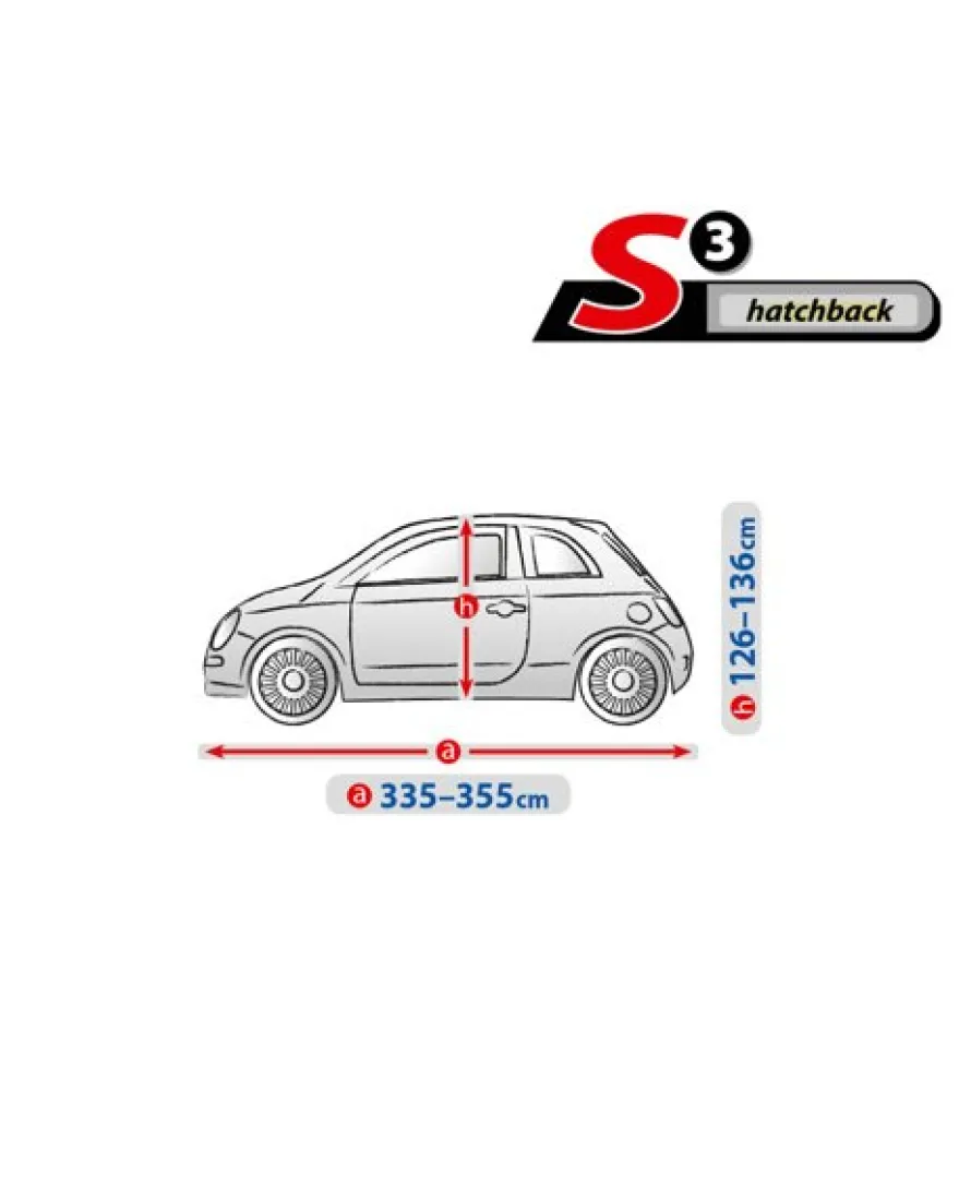Bilöverdrag Optimal Garage – S3 Hatchback 335–355 cm Grå