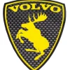 Emblem Sköld Volvo Stegrande Älg Carbon/Gul - VÄNSTER