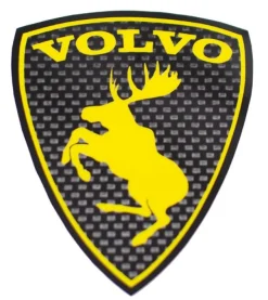 Emblem Sköld Volvo Stegrande Älg Carbon/Gul - VÄNSTER