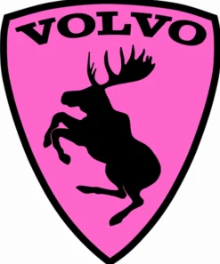 Emblem Sköld Volvo Stegrande Älg Rosa - VÄNSTER