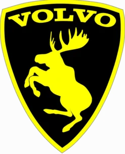 Emblem Sköld Volvo Stegrande Älg Svart/Gul - VÄNSTER