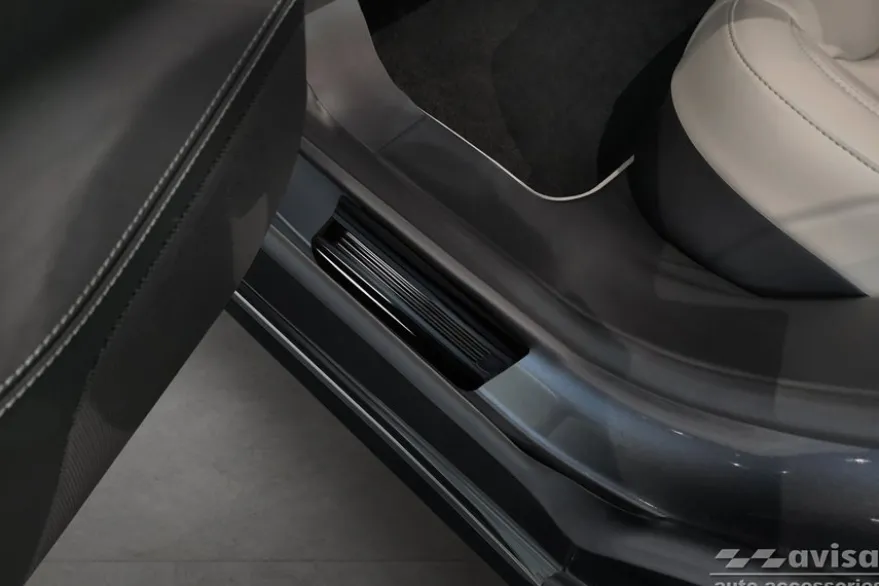 Instegslister i Blank Svart Stål Tesla Model S 2012->