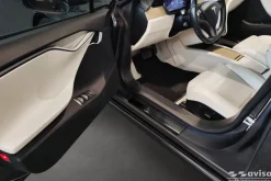 Instegslister i Borstad Svart Stål Tesla Model S 2012-><noscript><img width=