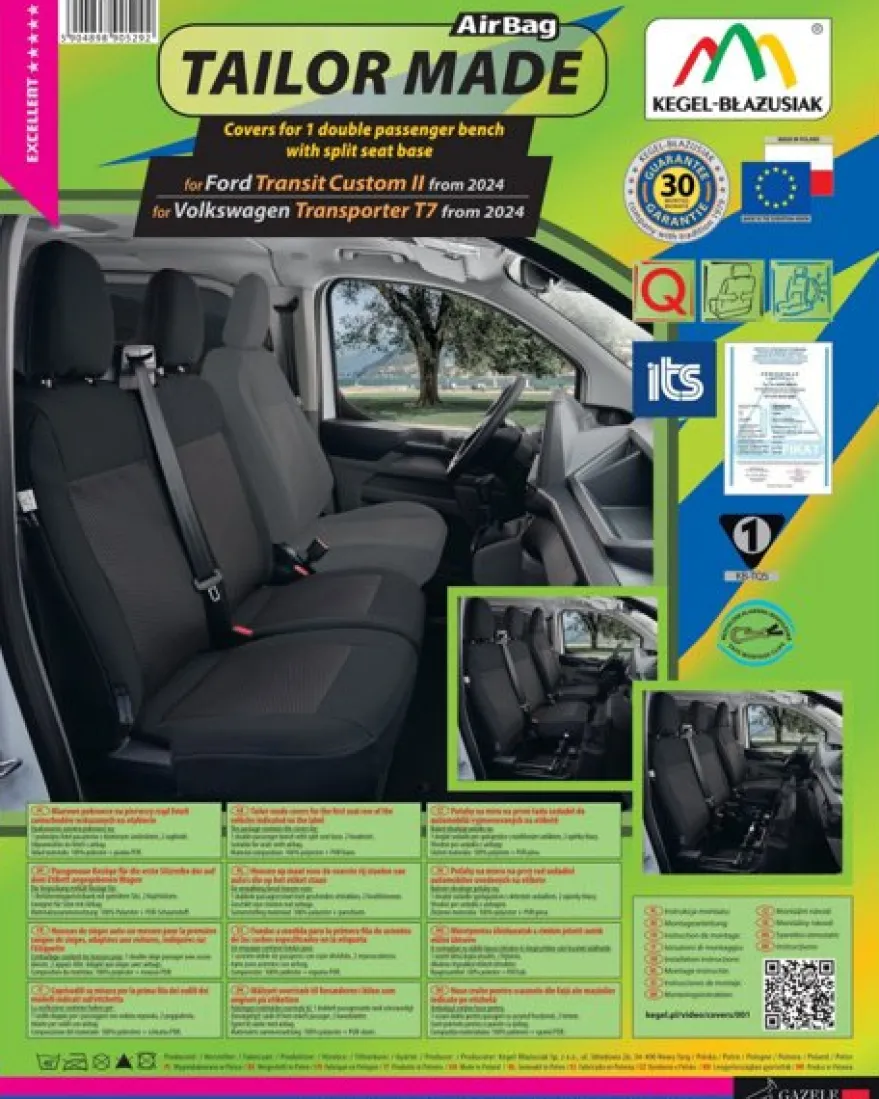 Kegel Bilklädsel Dubbelsits passagerarsäte VW T7 2024->