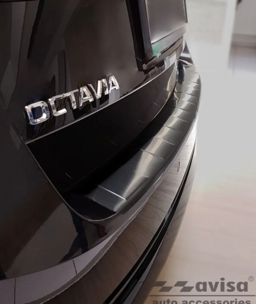 Lastskydd Rostfri Borstad Metall Svart Skoda Octavia IV Kombi 2019->