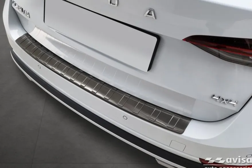 Lastskydd Rostfri Borstad Metall Svart Skoda Octavia Iv Scout Kombi 2020->