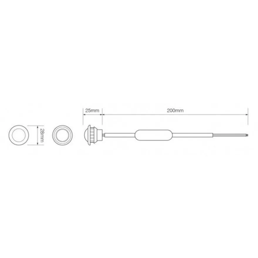 Positionsljus Led Rund Vit 28mm för infällning 12-24V