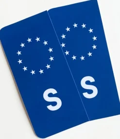 S-Märke Nummerskylt Blå/Vit/Vit