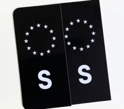 S-Märke Nummerskylt Svart/Vit/Vit