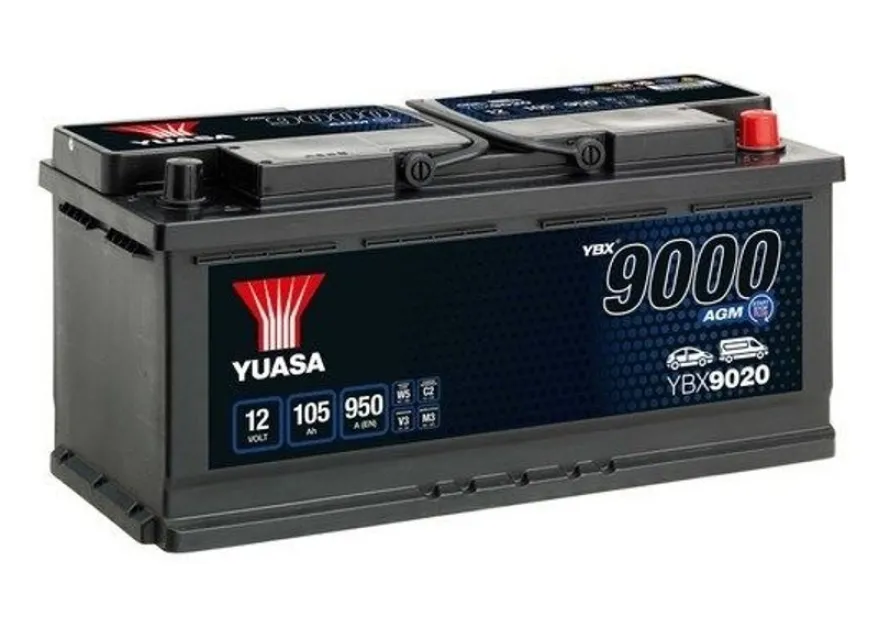 Yuasa AGM YBX9020 12V 105Ah 950AStart Stopp Plus BilBatteri