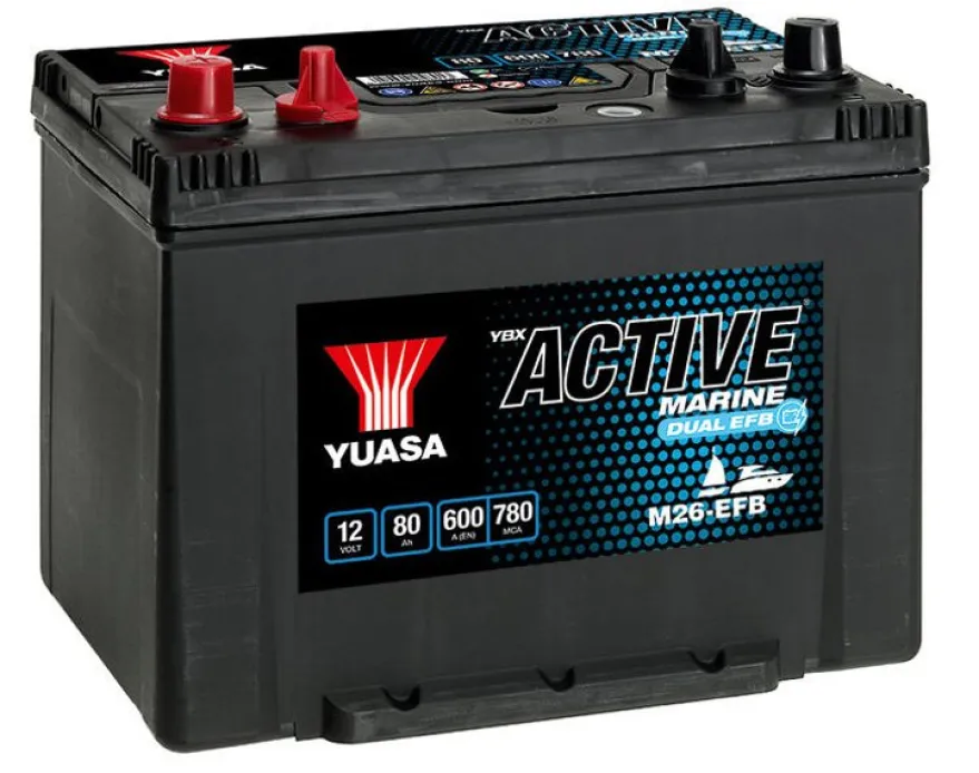 Yuasa Marin Startbatteri M26-EFB 12V, 80Ah, 600A